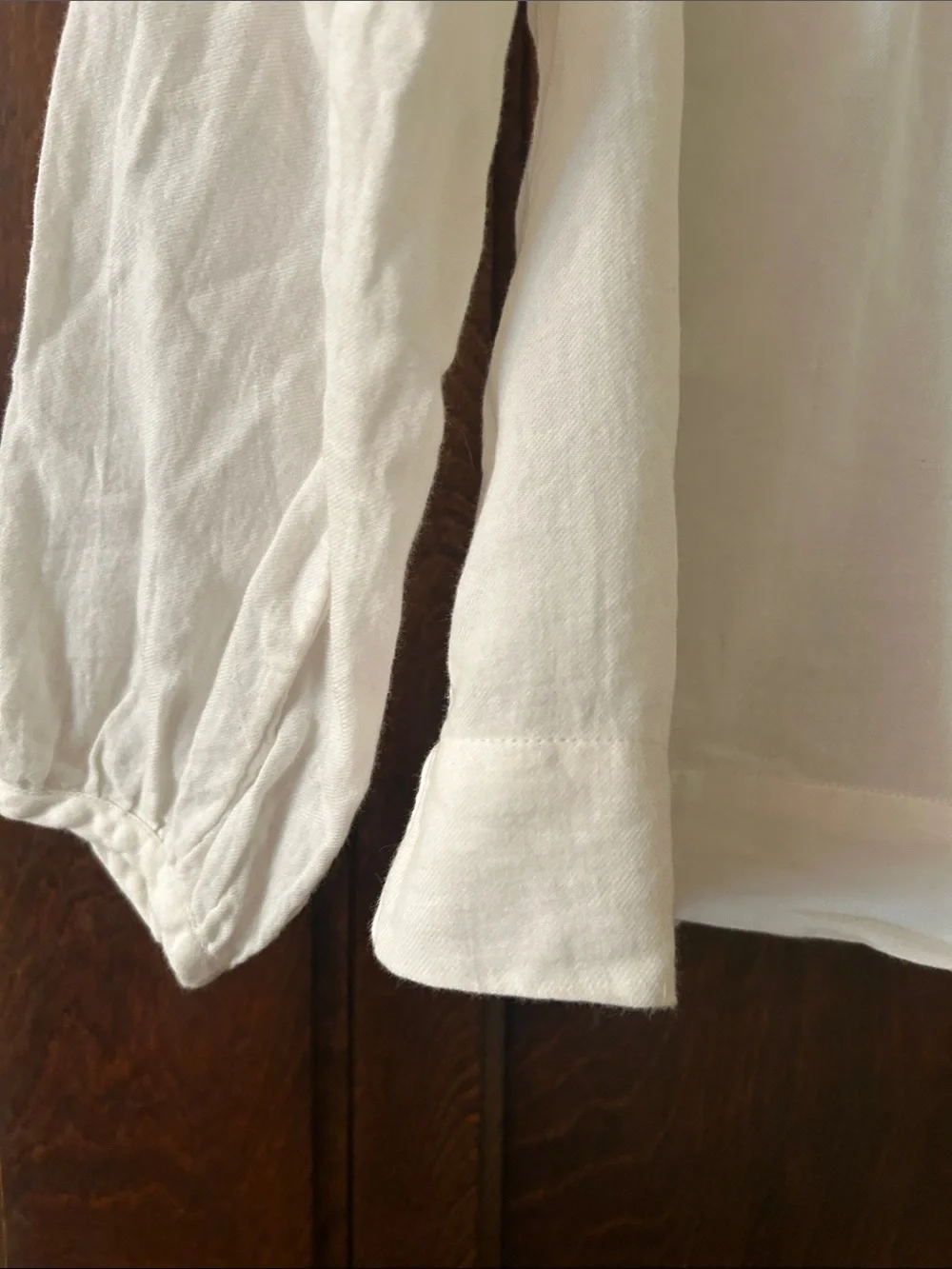 White Long-Sleeve Smocked Peasant Top with Pink Embroidery - Picture 4 of 10
